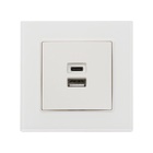Розетка TOT Glossy Glass, 5 В, 2.1 A, разъёмы USB-A + USB-C, стекло, скрытая, белая - Фото 3