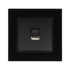 Розетка с USB-A + USB-C разъёмами, 2.1 A, 5В, TOT Glossy Glass, скрытая, стекло, черная - Фото 2