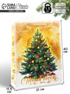 Пакет подарочный новогодний ламинированный «С Новым годом», L 31×40×11.5 см - Фото 1