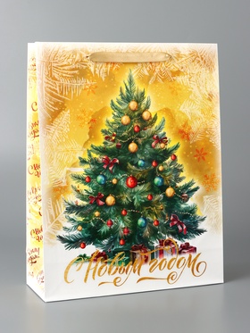 Пакет подарочный новогодний ламинированный «С Новым годом», L 31×40×11.5 см