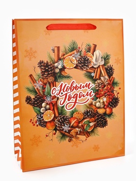 Пакет подарочный новогодний ламинированный «С Новым годом», L 31×40×11.5 см
