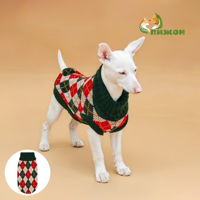 Свитер для животных «Шахматы», 2XL (ДС 34, ОШ 34, ОГ 32-51 см) - Фото 1