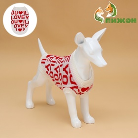 Свитер для животных ILOVEYOU, размер XS, ДС 17, ОШ 17, ОГ 23-37 см, белый, красный