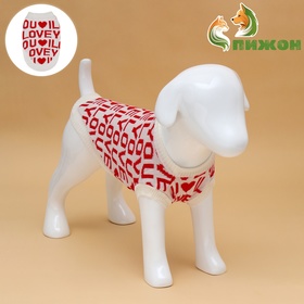 Свитер для животных ILOVEYOU, размер L, ДС 29, ОШ 29, ОГ 29-49 см, белый, красный