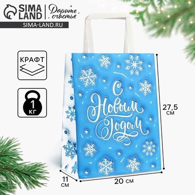 Пакет подарочный новогодний «С Новым годом», 20×11×27.5 см