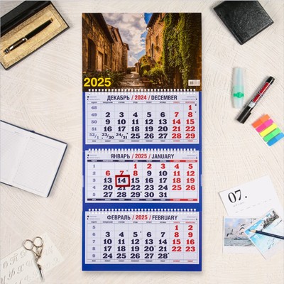 Календарь настенный 2025 год, квартальный трио «Старинный город» 69×31 см