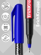 Маркер - лайнер перманентный ErichKrause FP-50, 0.6 мм, чернила на спиртовой основе, светостойкие и водостойкие, для любых поверхностей, синий - Фото 2