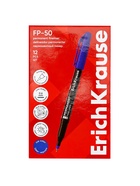 Маркер - лайнер перманентный ErichKrause FP-50, 0.6 мм, чернила на спиртовой основе, светостойкие и водостойкие, для любых поверхностей, синий - Фото 7
