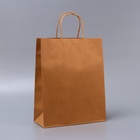 Пакет крафт без печати, круглая ручка, 26×12×33 см, 120 г - Фото 2