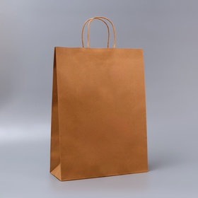 Пакет крафт без печати, круглая ручка, 31?12?42 см, 120 г (комплект 12 шт)