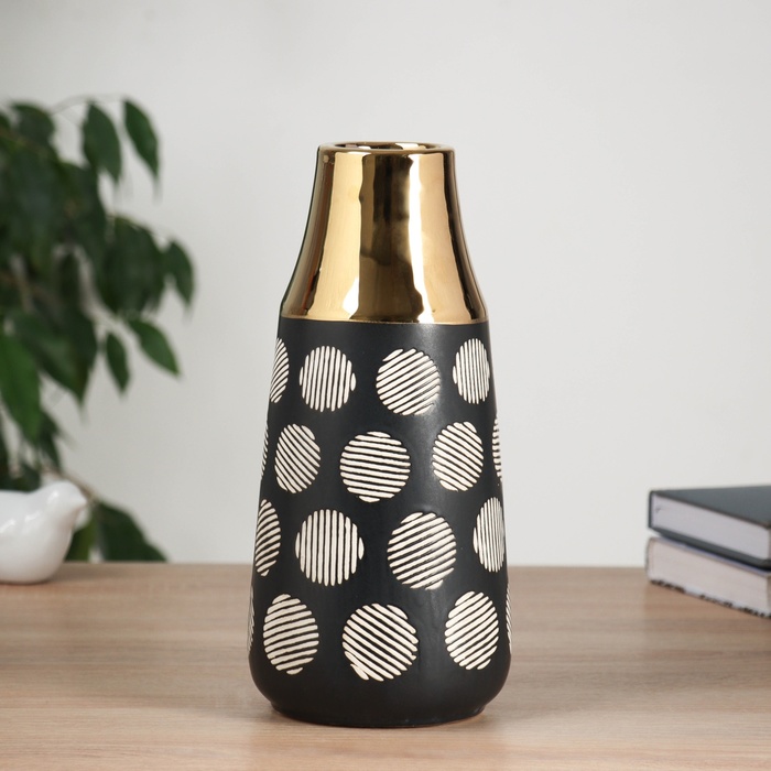 Ваза для цветов «Луан», d=5 см, 25.5×11 см, керамика, чёрная