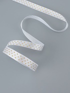 Лента атласная с тиснением «Горох», 15 мм, 23±1 м, белая №01 - Фото 3