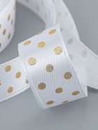 Лента атласная с тиснением «Горох», 15 мм, 23±1 м, белая №01 - Фото 4