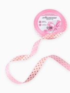 Лента атласная с тиснением «Горох», 15 мм, 23±1 м, розовая №04 - Фото 2