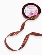 Лента атласная с тиснением «Горох», 15 мм, 23±1 м, коричневая №32 - Фото 2