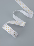 Лента атласная с тиснением «Горох», 25 мм, 23±1 м, белая №01 - Фото 3