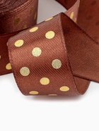 Лента атласная с тиснением «Горох», 25 мм, 23±1 м, коричневая №32 - Фото 4