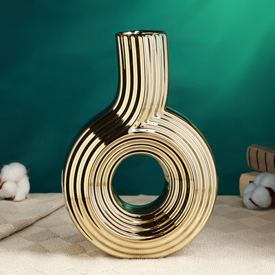 Ваза «Милли», 18×18×27 см, керамика, золотистая