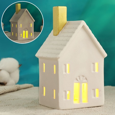Фигурка светящаяся TAKE IT EASY «Домик с золотой трубой», керамика, 8×8×14 см