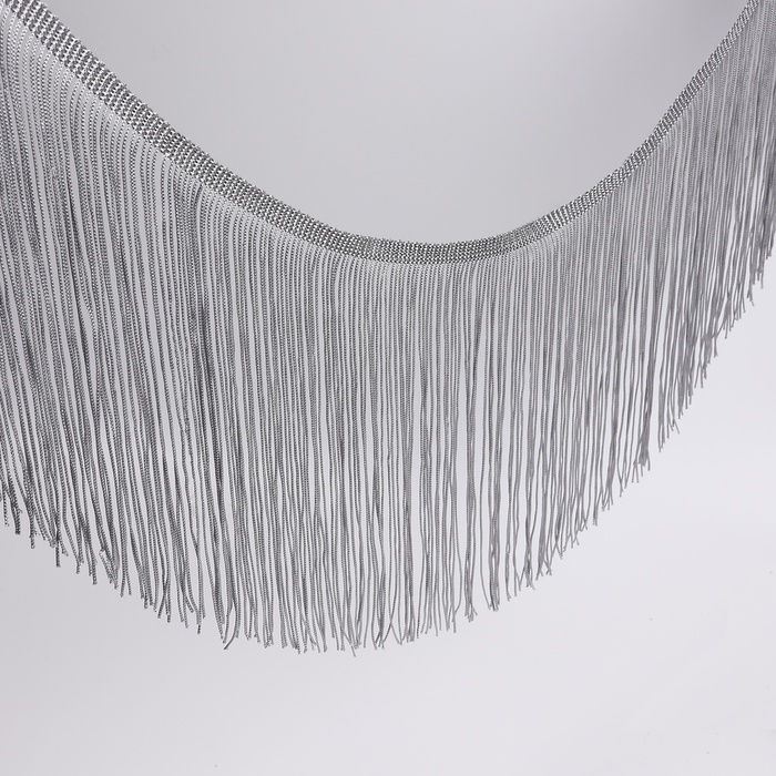 Тесьма декоративная «Бахрома», 20 см, 5±0.5 м, серая - Фото 1