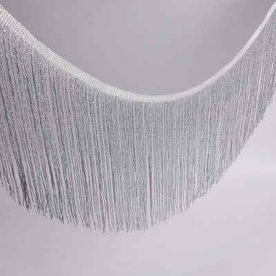 Тесьма декоративная «Бахрома», 20 см, 5±0.5 м, цвет серебряный