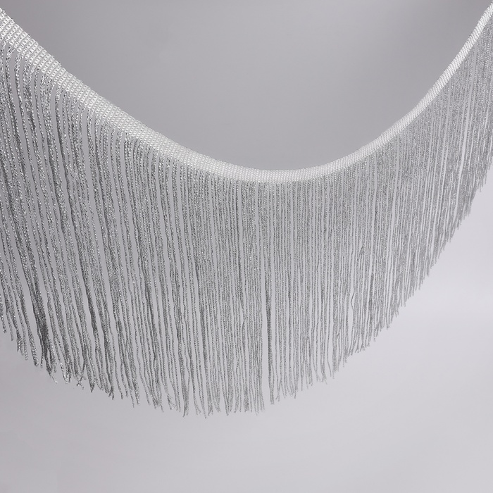 Тесьма декоративная «Бахрома», 20 см, 5±0.5 м, цвет серебряный - Фото 1