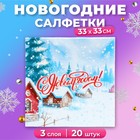 Салфетки новогодние бумажные Мой выбор «Снежный Пейзаж» 3 слоя, 33×33 см, 20 шт. - Фото 1