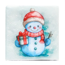 Салфетки новогодние бумажные «Снеговичок» 1 слой, 24?24 см, 50 шт. (комплект 4 шт)
