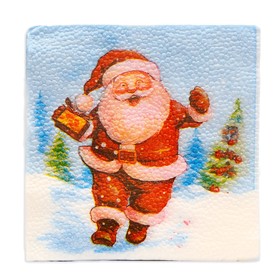 Салфетки новогодние бумажные «Весёлый Дед Мороз» 1 слой, 24?24 см, 50 шт. (комплект 4 шт)