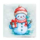 Салфетки новогодние бумажные «Снеговичок» 1 слой, 24×24 см, 100 шт. - Фото 2