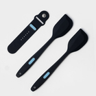 Лопатки силиконовые кухонные, с магнитным держателем, 2 шт, цвет чёрный - Фото 4
