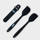 Лопатки силиконовые кухонные, с магнитным держателем, 2 шт, цвет чёрный - Фото 5