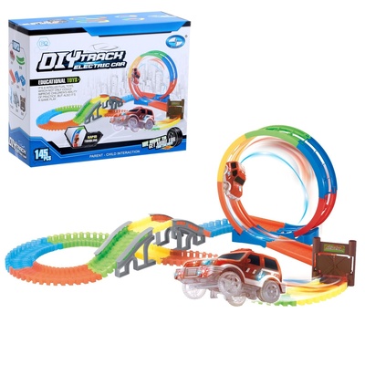 УЦЕНКА Автотрек «Магический Трек», гибкий, светится в темноте, 145 деталей, мёртвая петля