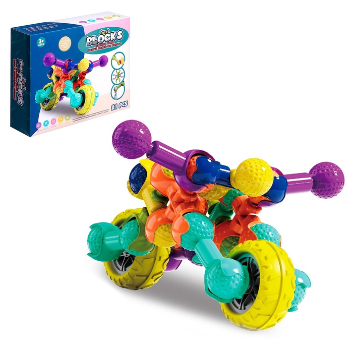 УЦЕНКА Конструктор шарнирный «Мотоцикл», 21 деталь - Фото 1