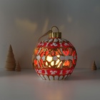 Фигурка - подвеска световая полистоун «Новогодний шар красный с белыми узорами», ёлочная игрушка, 16.5×16.5×20 см - Фото 5