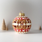 Фигурка - подвеска световая полистоун «Новогодний шар красный с белыми узорами», ёлочная игрушка, 16.5×16.5×20 см - Фото 6