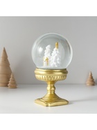 Снежный шар новогодний стеклянный «Дед Мороз в белой шубе с ёлкой и подарком», 10×10×17.5 см - фото 50340064