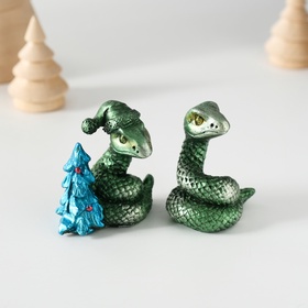Фигурка полистоун «Зелёная змейка», 5×3×5 см, МИКС 10327518
