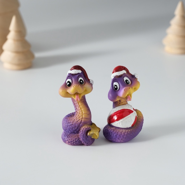 Фигурка полистоун «Фиолетовая змейка», 4×3×5 см, МИКС - Фото 1