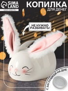 Копилка для денег «Румяный кролик с мягкими ушками», керамика, 8.8×13.2×7 см - Фото 1