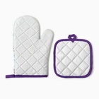 Кухонный набор 2 пр.Доляна Цветочки прихватка 17*17см, варежка-прихватка  26*16 см,100%п/э - фото 25627520