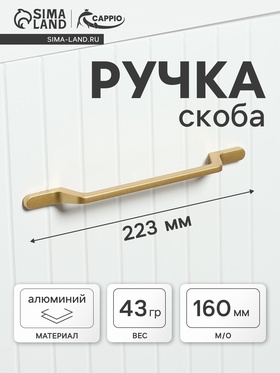 Ручка-скоба CAPPIO PC199, м/о 160 мм, цвет золото  (артикул 10474617)  большой выбор товаров оптом и в розницу по низким ценам с доставкой