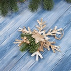 Ёлочная игрушка «Зимнее волшебство. Снежинка ретро с веточкой», 14 см - Фото 2