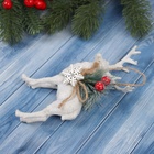 Ёлочная игрушка «Зимнее волшебство. Олень с декором» пластик, 14×8 см, белый - Фото 3