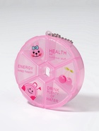 Таблетница, с цепочкой, d=8×2 см, 6 секций, розовая - Фото 4