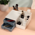 Органайзер для хранения косметики, 7 секций, 22×19×9 см, белый, синий - Фото 3