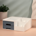 Органайзер для хранения косметики, 7 секций, 22×19×9 см, белый, синий - Фото 5