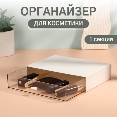 Органайзер для хранения «BASIC», 1 секция, 23×17×5 см, белый, прозрачный