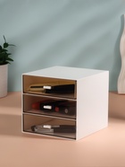 Органайзер для хранения BASIC, многоуровневый, 3 секции, 15.4×14.6×16.7 см, белый, прозрачный - Фото 3