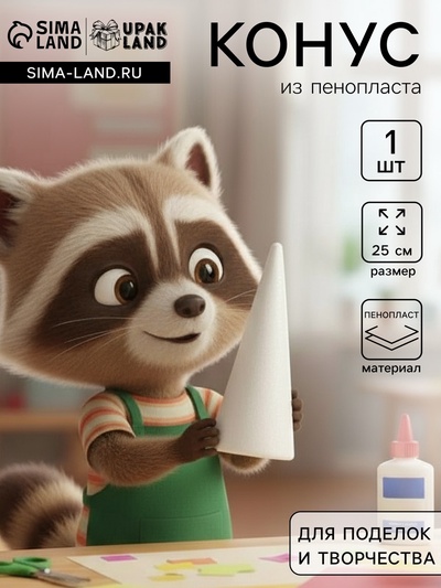Конус из пенопласта, размер 25×9 см, 1 шт.